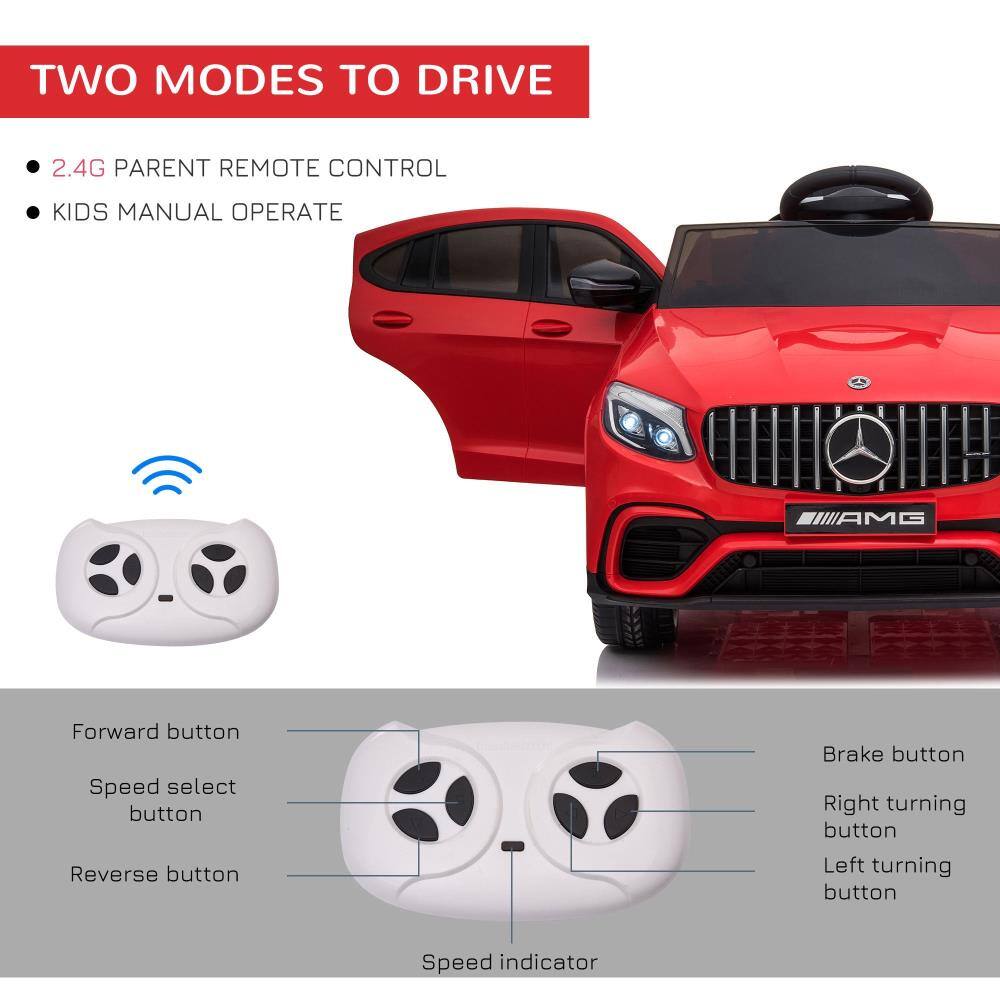 TWO MODES TO DRIVE

- 2.4G PARENT REMOTE CONTROL
- KIDS MANUAL OPERATE

Forward button
Speed select button
Reverse button
Brake button
Right turning button
Left turning button
Speed indicator