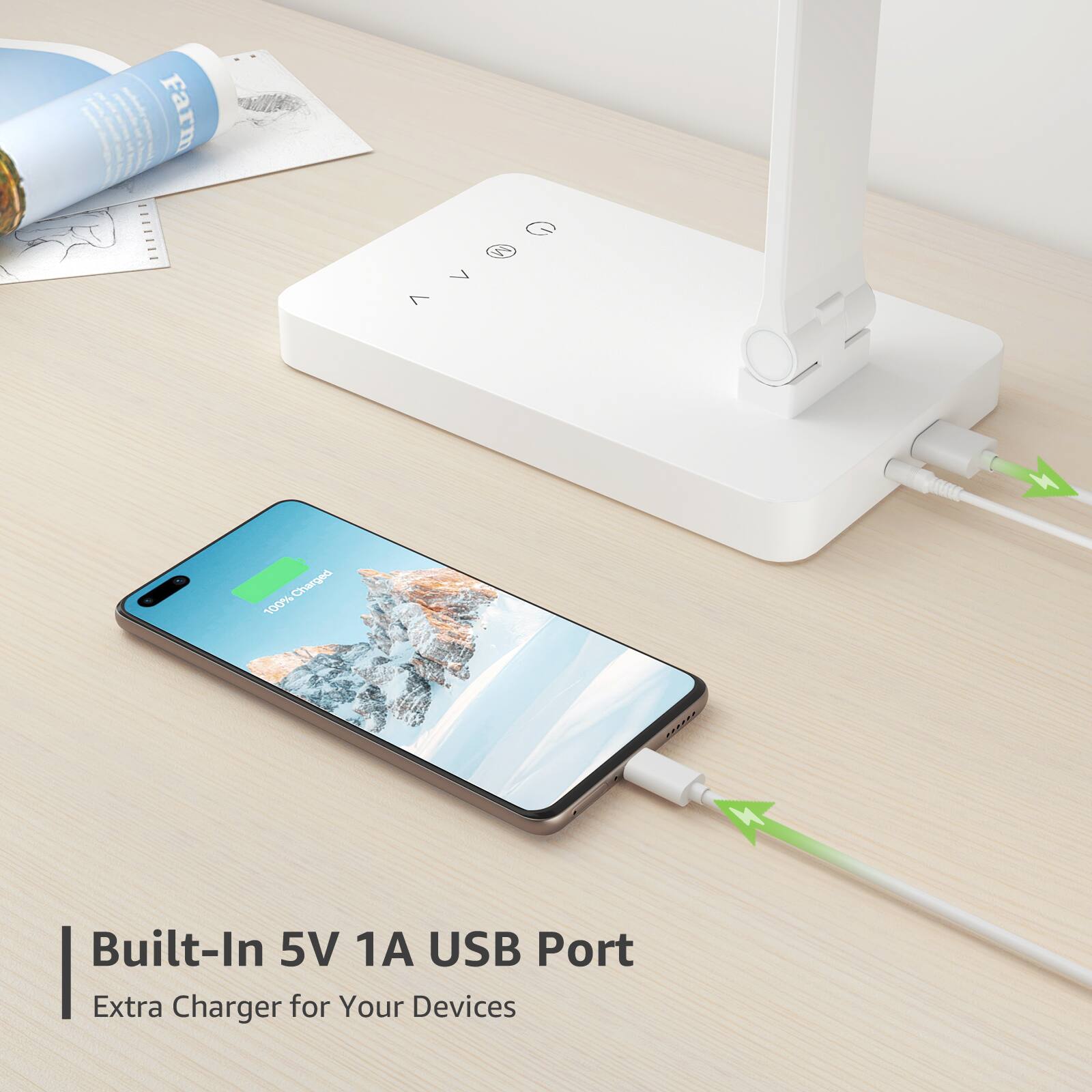 Built-In 5V 1A USB Port  
Extra Charger for Your Devices