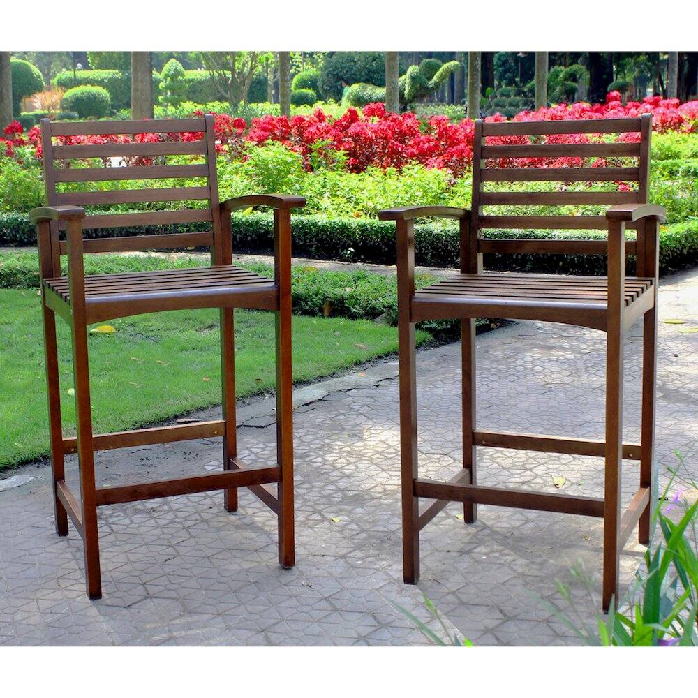 Angle. International Caravan - International Caravan Highland Acacia Maine Bar Stool (Set of 2) - Brown.