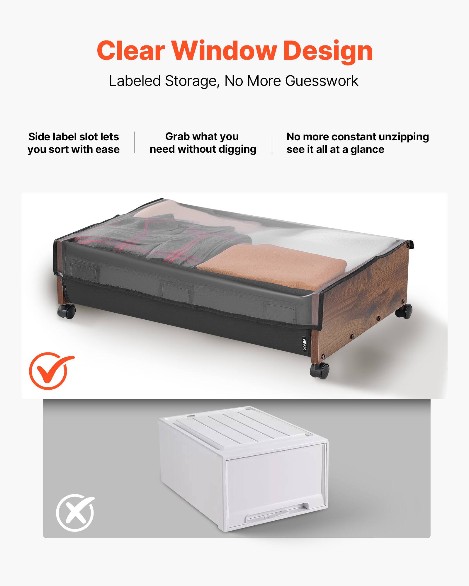 Clear Window Design  
Labeled Storage, No More Guesswork  

- Side label slot lets you sort with ease  
- Grab what you need without digging  
- No more constant unzipping, see it all at a glance