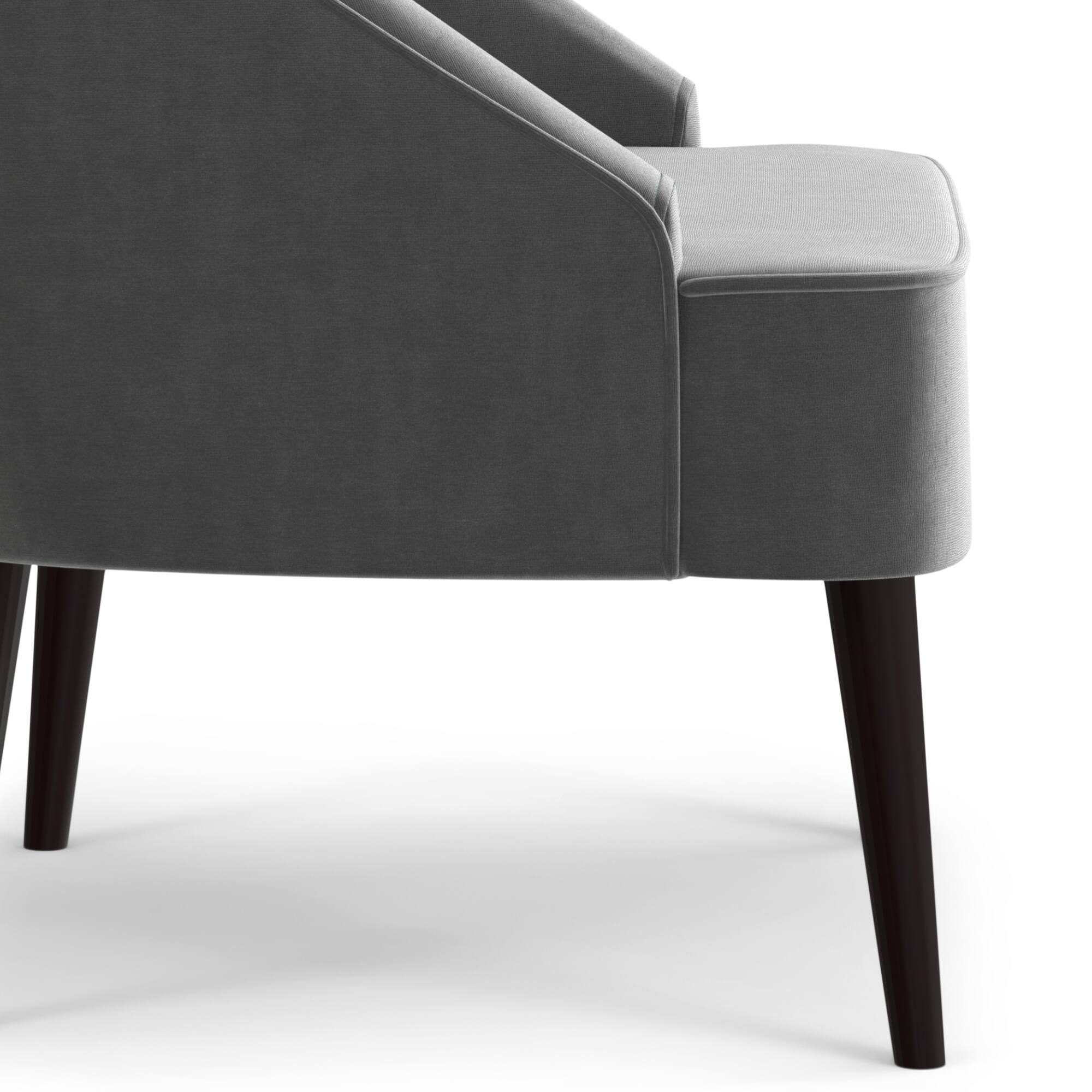 Alt View 1. Simpli Home - Harrah 33 inch Wide Contemporary Accent Chair in Smoky Grey Velvet fabric - Smoky Grey.