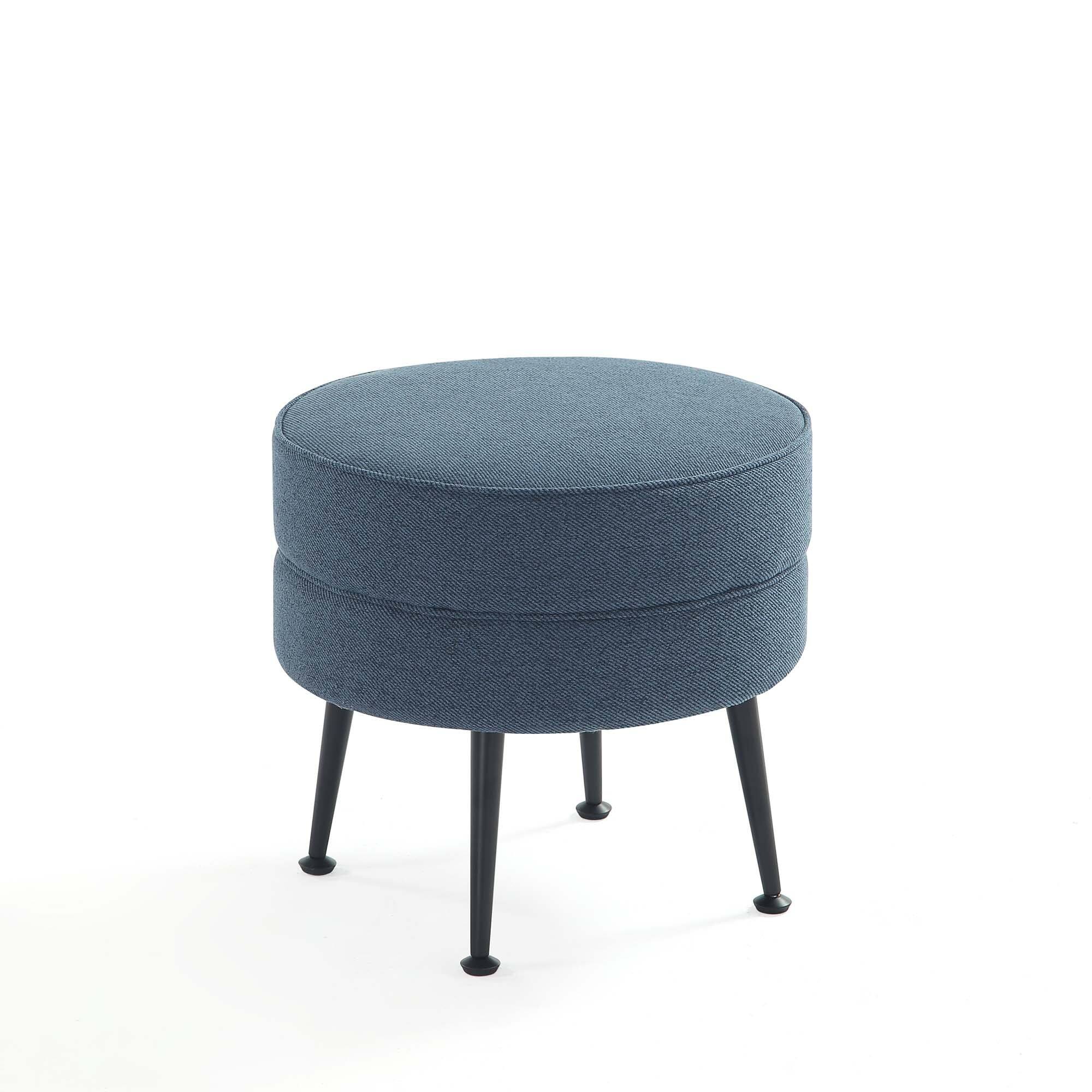 Alt View 6. Manhattan Comfort - Bailey Mid-Century Modern Upholstered Accent Ottoman - Set of 2 - Blue.
