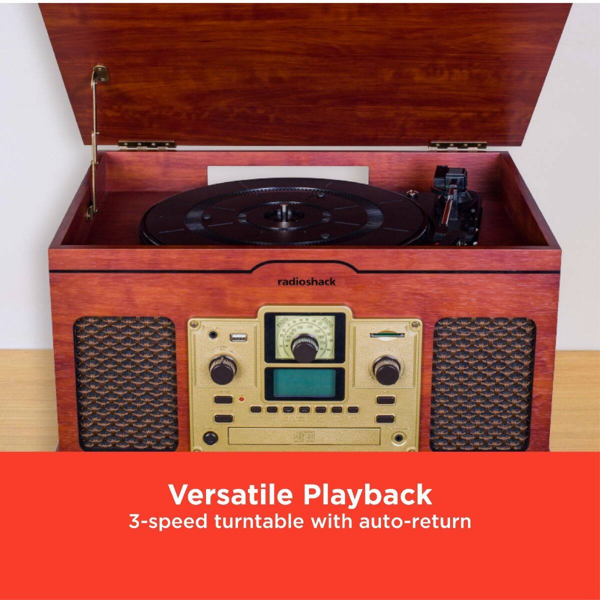 radioshack  
Versatile Playback  
3-speed turntable with auto-return
