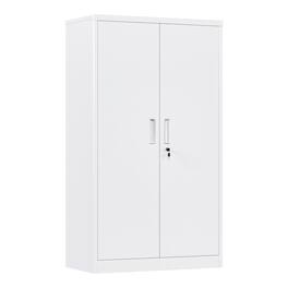 Boyel Living - Steel Storage Cabinet with Locking Doors and Adjustable Shelves, 31.5 in. W x 55.1 in. H - White