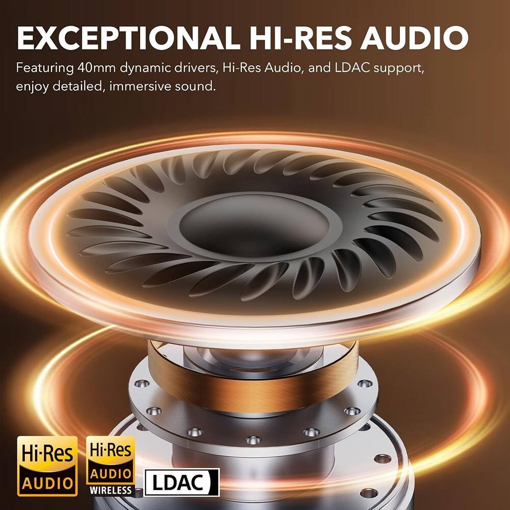 EXCEPTIONAL HI-RES AUDIO

Featuring 40mm dynamic drivers, Hi-Res Audio, and LDAC support, enjoy detailed, immersive sound.

Hi-Res AUDIO  
Hi-Res AUDIO WIRELESS  
LDAC