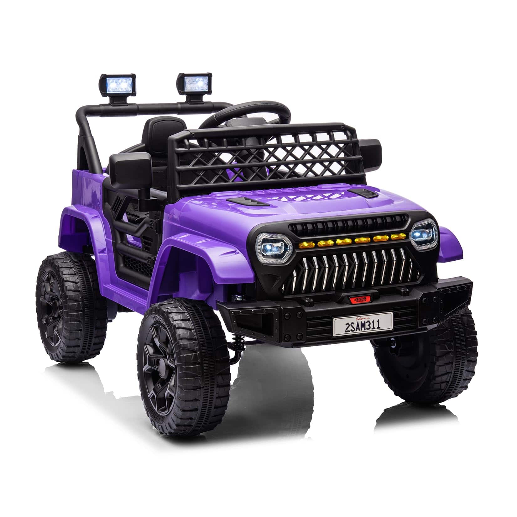 Acekool - 19V Kids Ride On Truck Battery Powered Ride On Car Toy - Purple