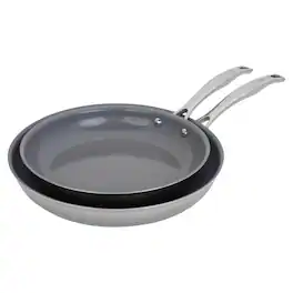 Henckels - Clad H3 2-pc Ceramic Nonstick 10-in & 12-in Fry Pan Set - Stainless Steel