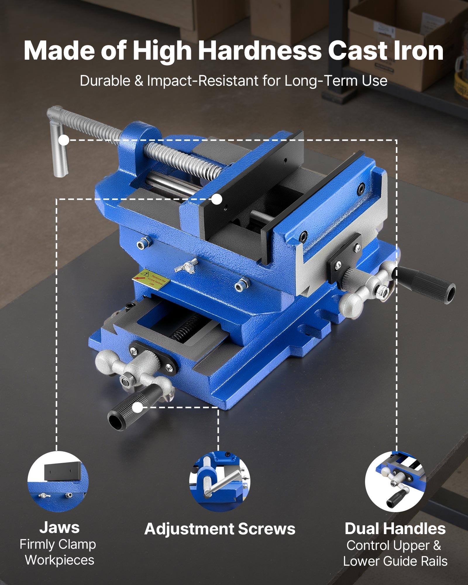 VEVOR Cross Slide Drill Press Vise, 6Inch Jaw Width, 2 Way X Y