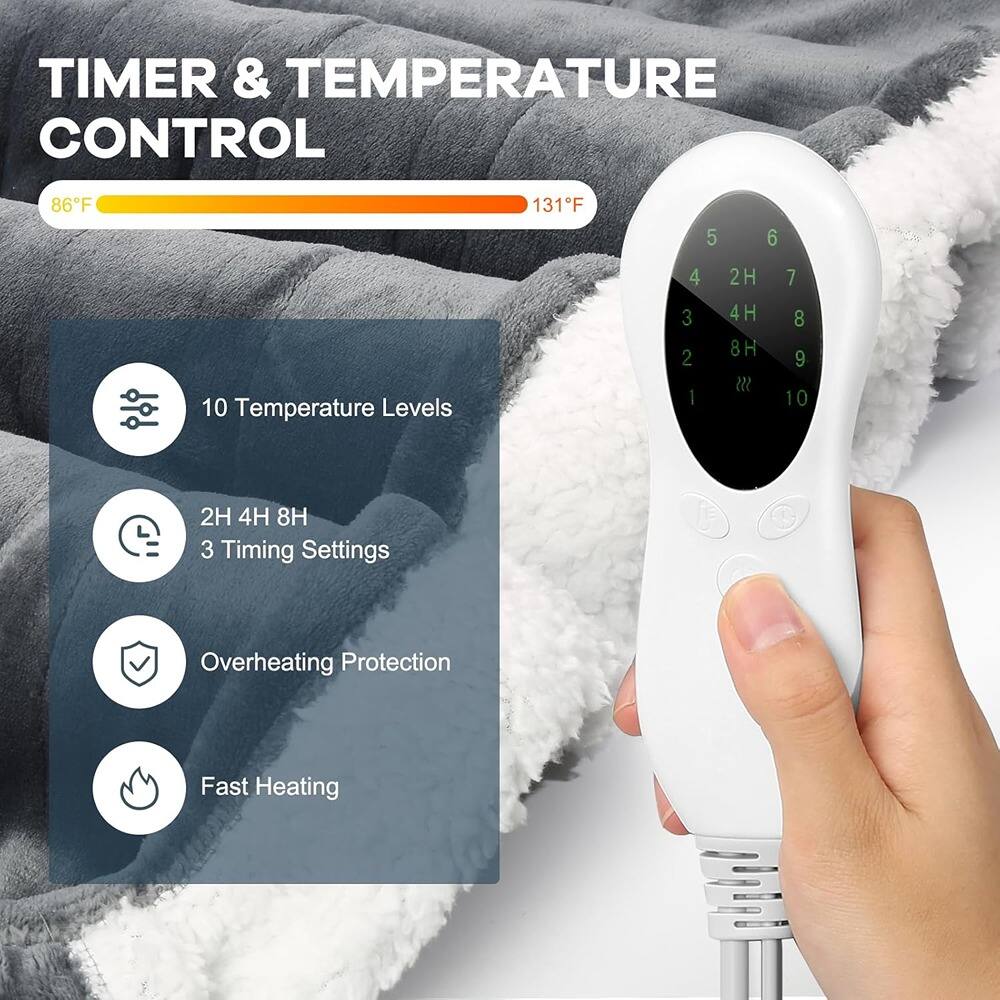 TIMER & TEMPERATURE CONTROL

86°F 131°F

10 Temperature Levels

2H 4H 8H 3 Timing Settings

Overheating Protection

Fast Heating