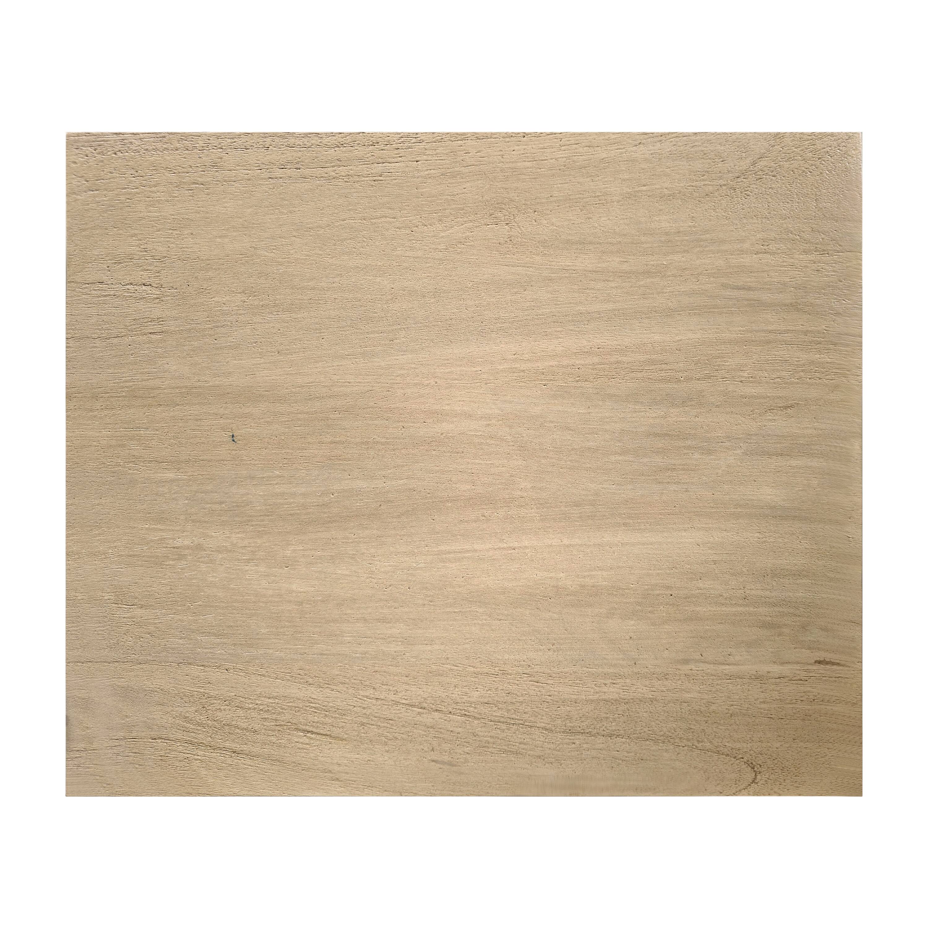 Alt View 5. Manhattan Lane - Nali Bedside Nightstand Table, 2 Drawers, Sandblasted Washed Ash White Mango Wood, Brass Knobs - Washed Ash White.