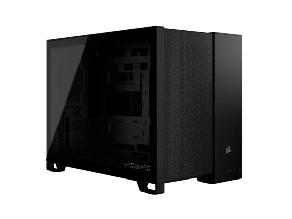 Front. CORSAIR - CORSAIR 2500D AIRFLOW Micro ATX Dual Chamber Case – Full Mesh Panels – 11x 120mm Fans – 4x AIO Radiator Mounts - Black.