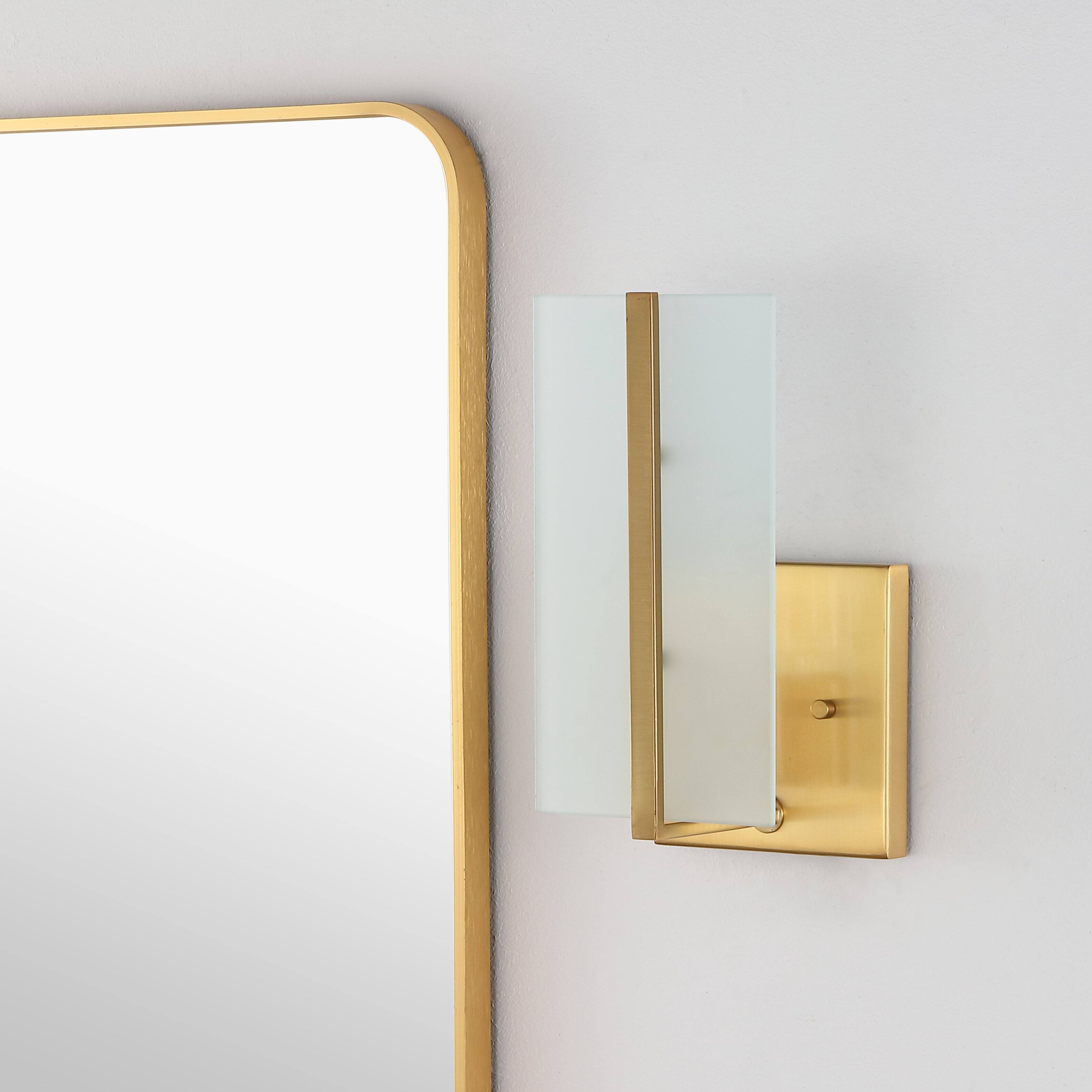 Alt View 7. Jonathan Y - Mila 5.5" 1-Light Modern Coastal Iron/Glass LED Sconce, Brass Gold (Set of 2) - Brass Gold.