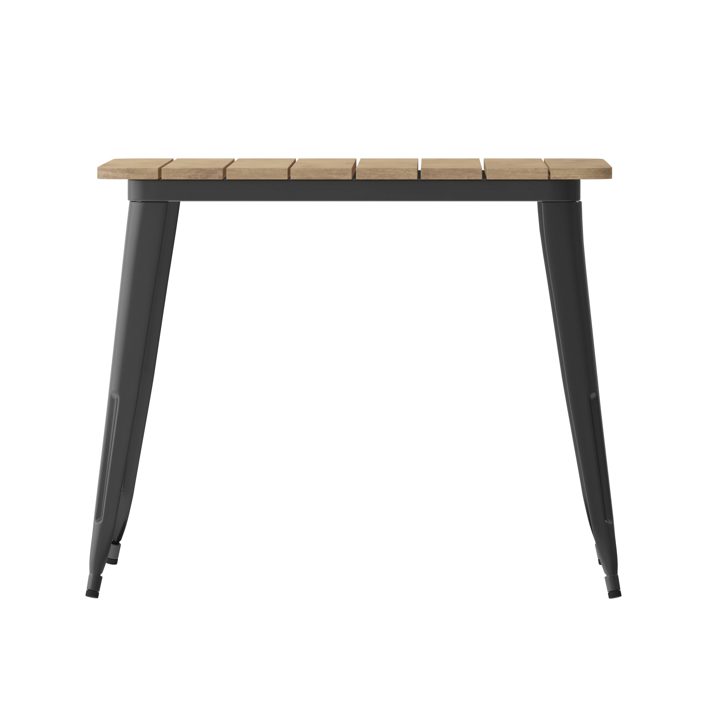 Alt View 7. Emma + Oliver - Drew Indoor/Outdoor Dining Table with Umbrella Hole, 36" Square All Weather Poly Resin Top and Steel Base - Brown Top/Black Frame.
