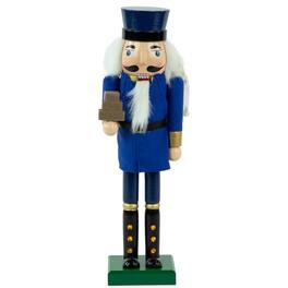 Northlight - 14" and Gold Wooden Mail Carrier Christmas Nutcracker - Blue