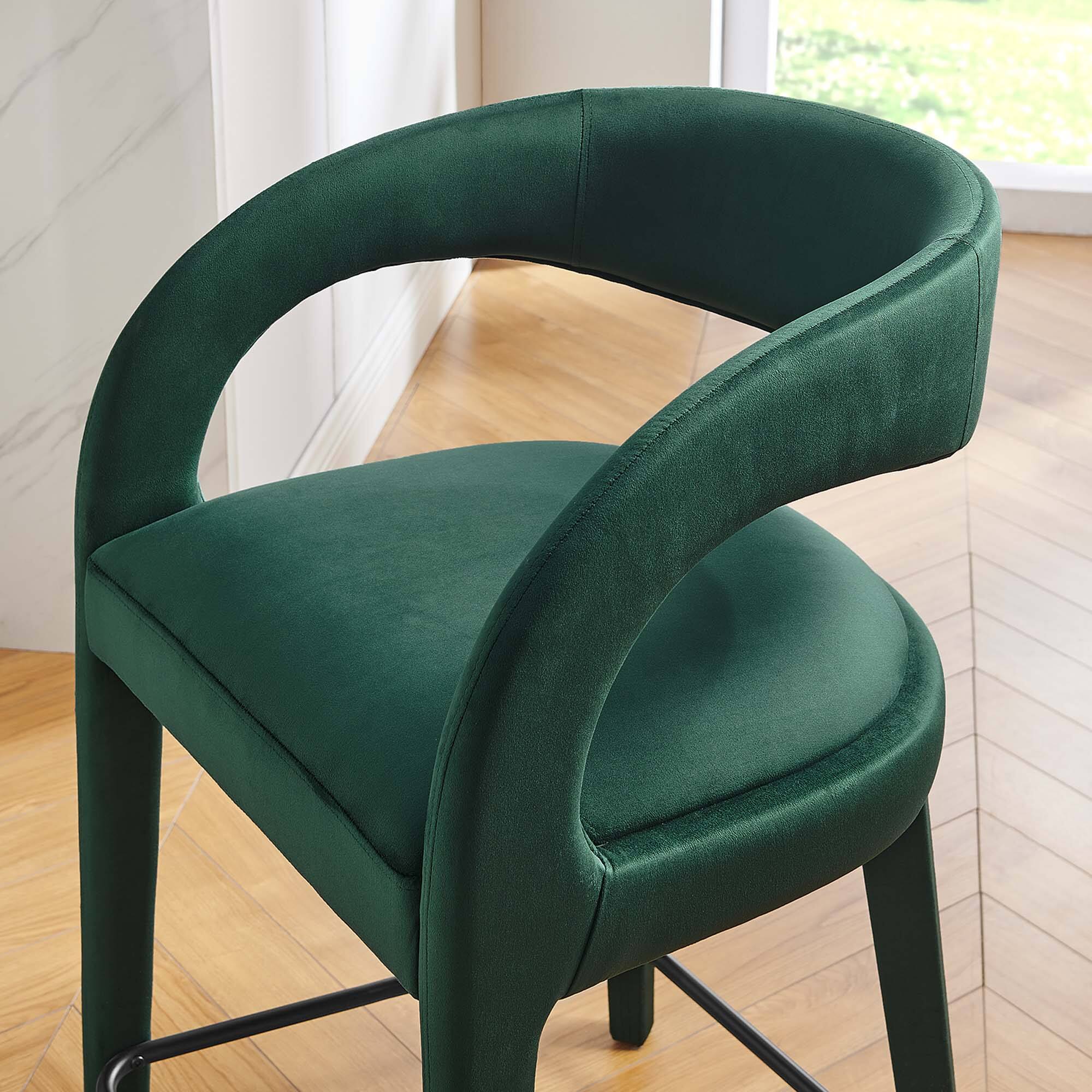 Alt View 1. Modway - Pinnacle Performance Velvet Counter Stool Set of 2 by Modway - Green Black.