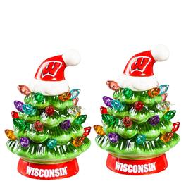 Evergreen Enterprises - Wisconsin Badgers 2-Pack 4" Ceramic LED Christmas Tree Set - Multicolor