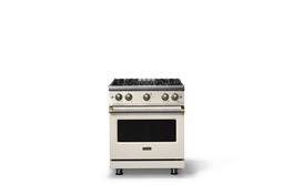 Viking - 30 in. Wide Pro 5 Series 4.0 Cu. Ft. Freestanding Sealed 4 Burner Gas Convection Range - Pure White/Brushed Brass - Pure White