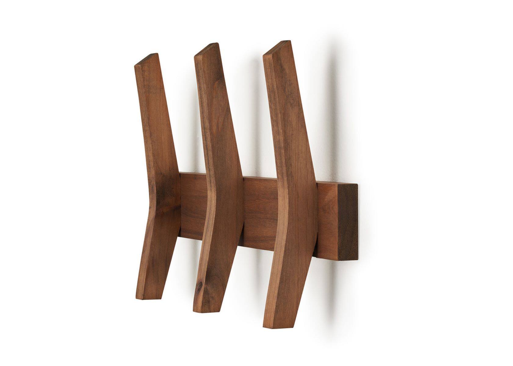 Alt View 11. TRINITY - DRAKESTONE Mid-Century Coat Rack w/ 3 Wooden Hooks Walnut - Walnut.