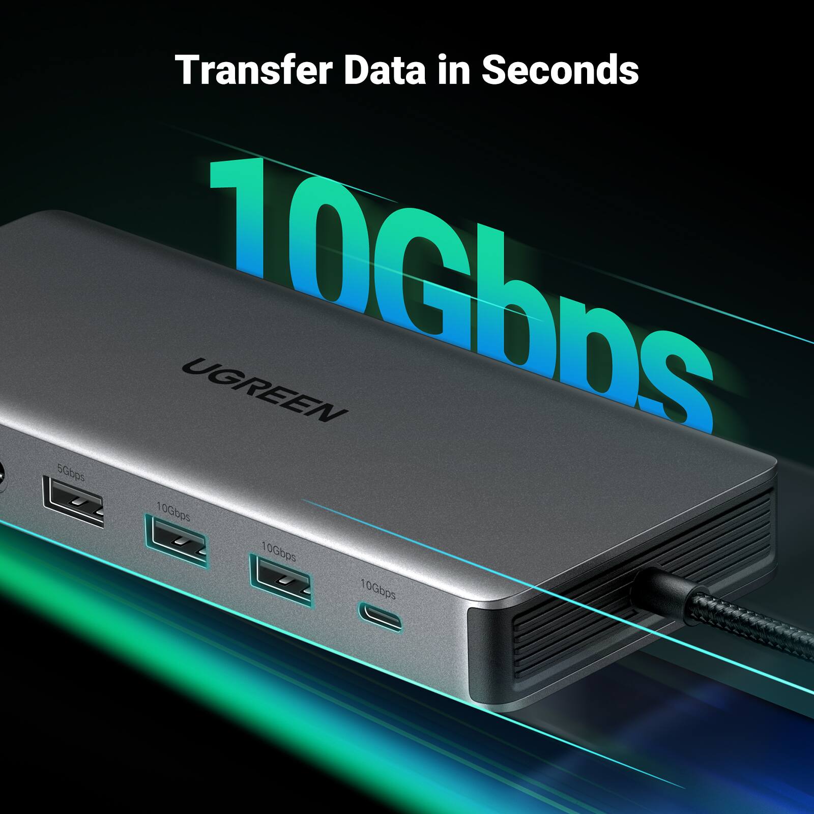 Transfer Data in Seconds  
10Gbps  
UGREEN  
5Gbps  
10Gbps  
10Gbps  
10Gbps