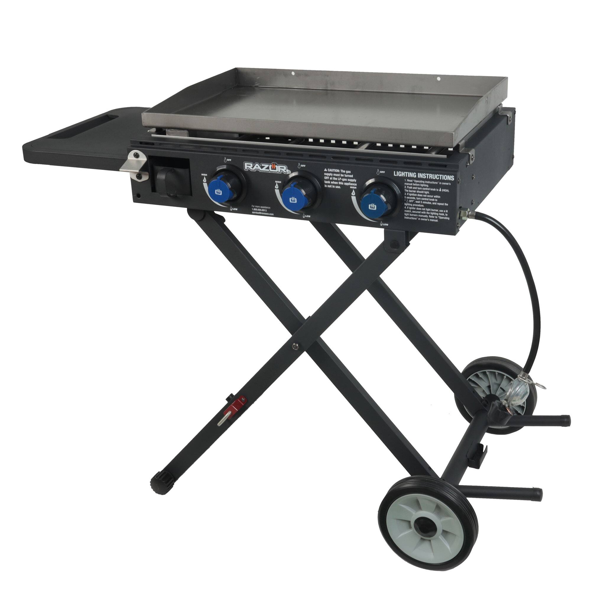 Razor Griddle - Portable 3 Burner 30K BTU Gas Grill & Griddle Cart with Side Shelf - Black price history on PriceWatchPro