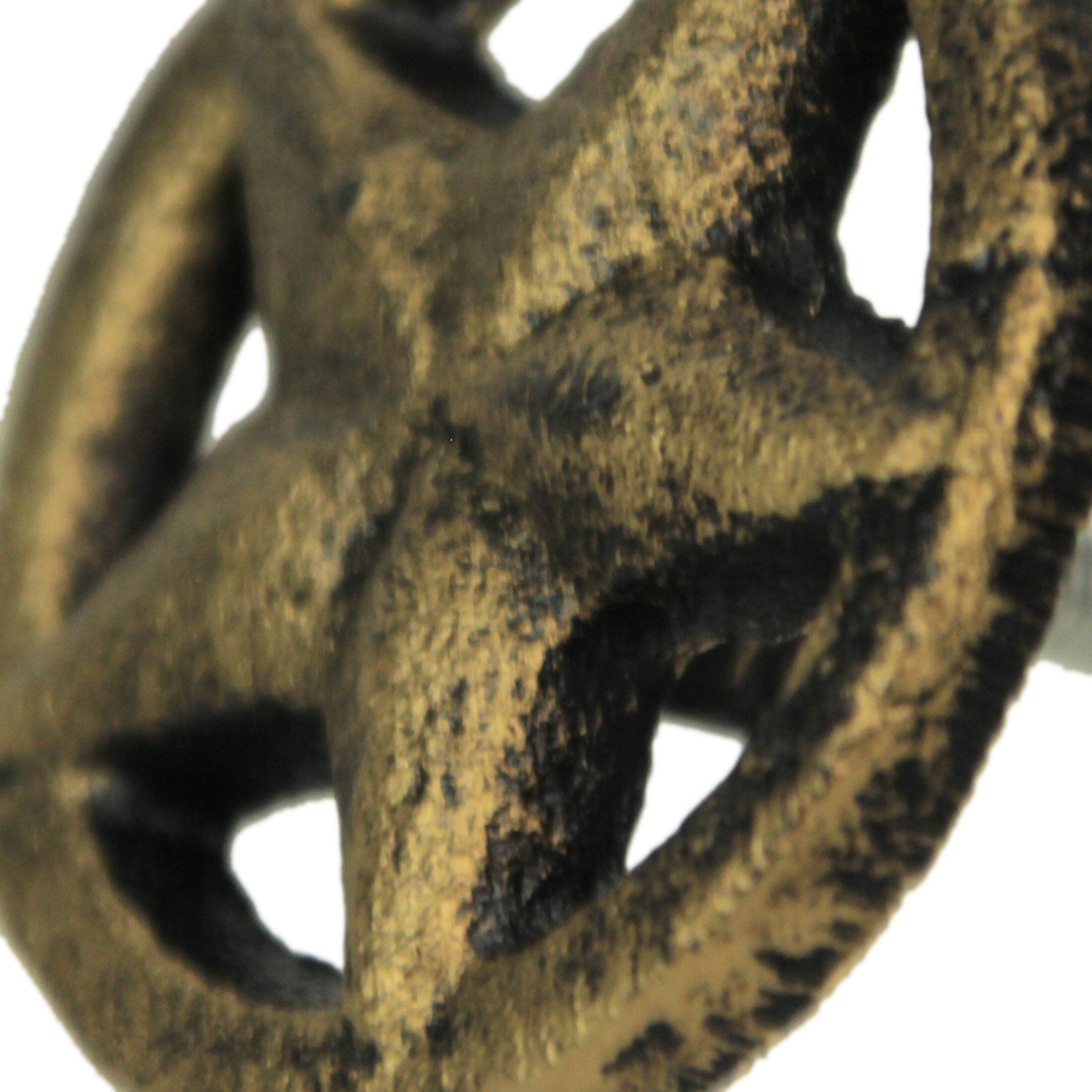 Alt View 2. Zeckos - Set of 12 Antique Gold Western Star Cast Iron Knobs - 2" - Drawer Pulls - Gold.