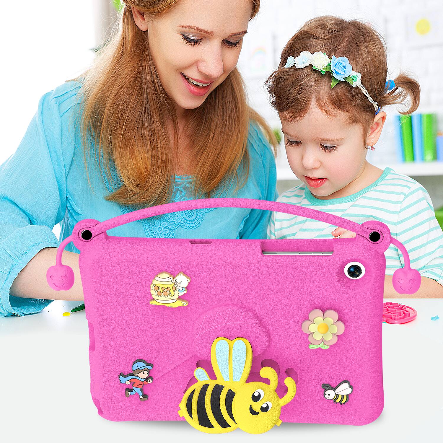 Alt View 5. Dteck - for Samsung Galaxy Tab A11+ 2025 (X230) & Galaxy Tab A9+ 2023 (X210) 11" Kids EVA Tablet Case,Shockproof Cover + Handle - Rosered.