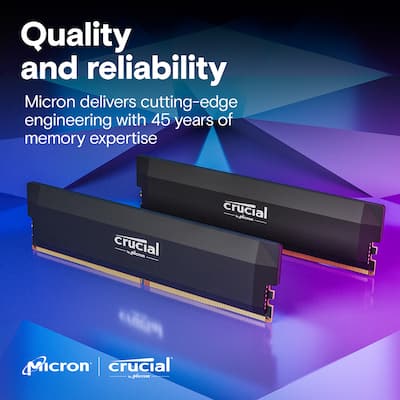 Crucial Pro OC Gaming 32GB (2x16GB) DDR5 6400MHz C38 UDIMM Intel Crucial Pro OC Gaming 32GB (2x16GB) DDR5 6400MHz C38 UDIMM Intel