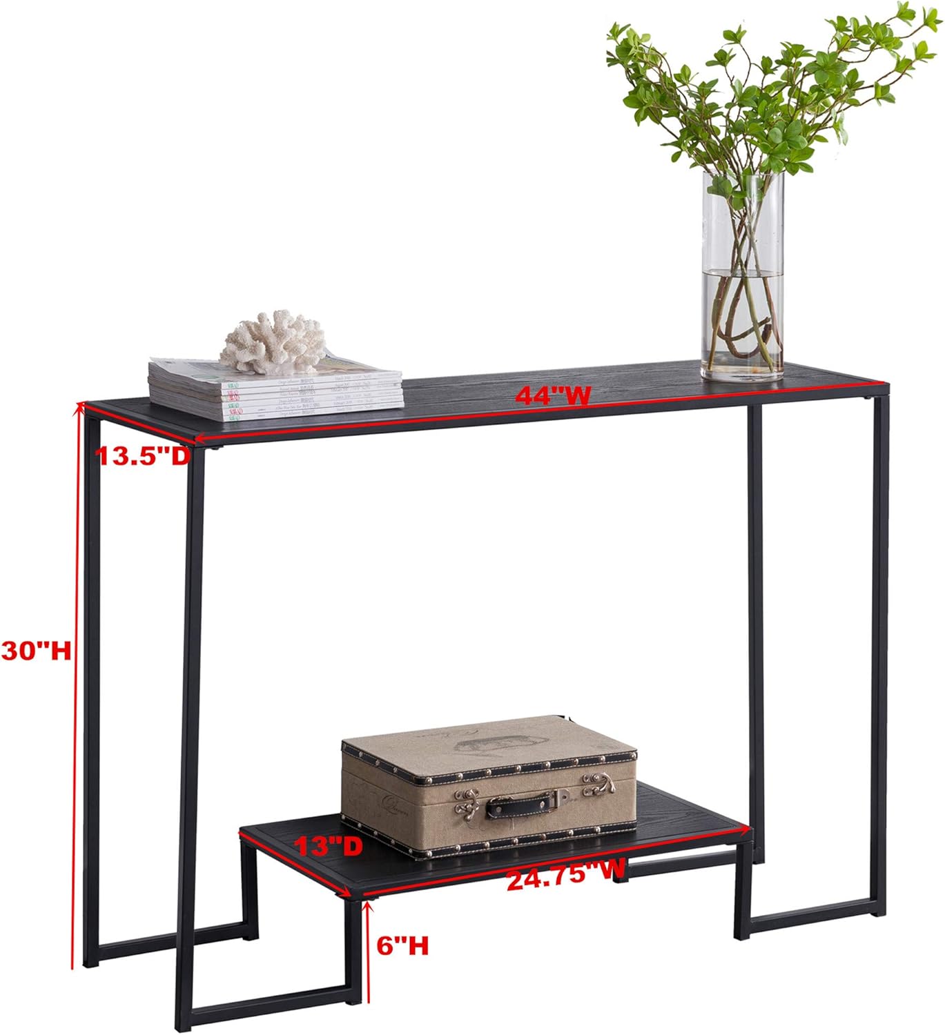 L d. 44"W 13.5"D D 30"H 13"D 24.75"W 6"H