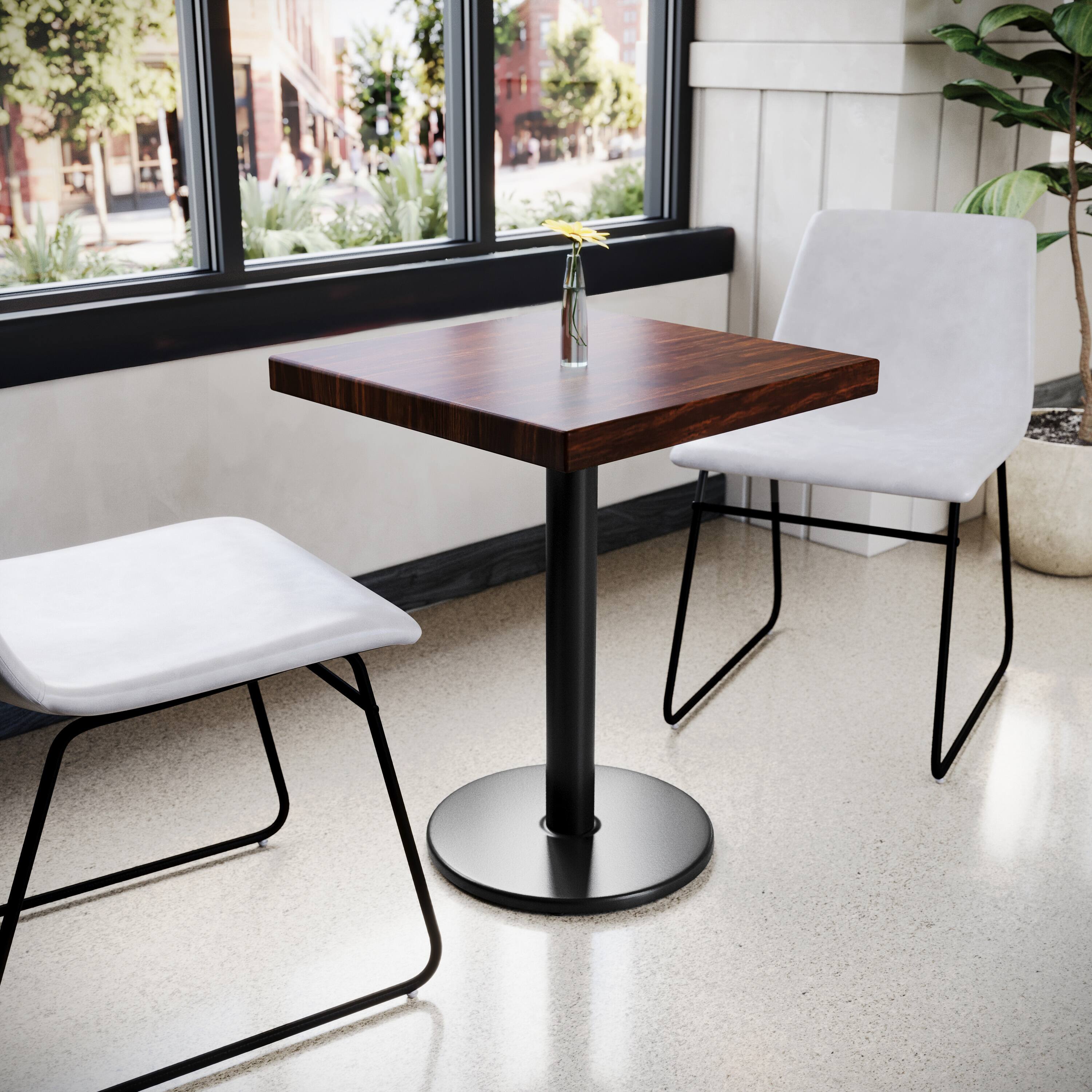 Alt View 1. Emma + Oliver - 24" Square High-Gloss Resin Table Top with 2" Thick Drop-Lip - Walnut.