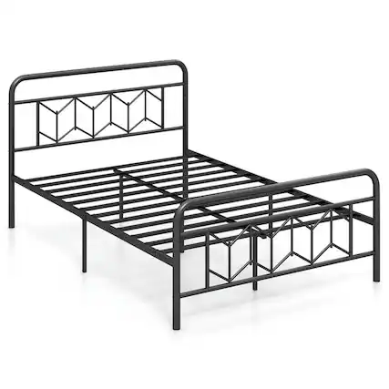 Front. Kadyn - Platform Bed Frame Bedroom Bed FramePlatform Bed with High Headboard and Snap Lock Metal SlatsFull Size - Full Size.