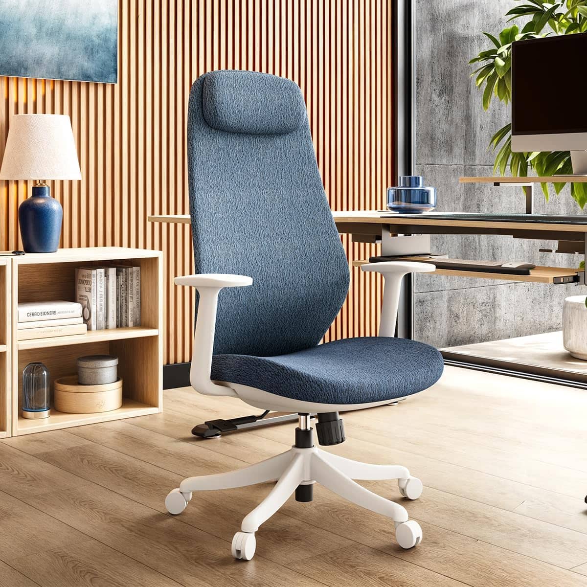 Eureka Ergonomic - High Back Ergonomic Mesh Office Desk Chair, Adjustable Headrest & Lumbar Support, Home Computer Chair with Padded Arms - Blue