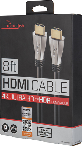 Rocketfish™ - 8' 4K UltraHD/HDR In-Wall Rated HDMI Cable - Black