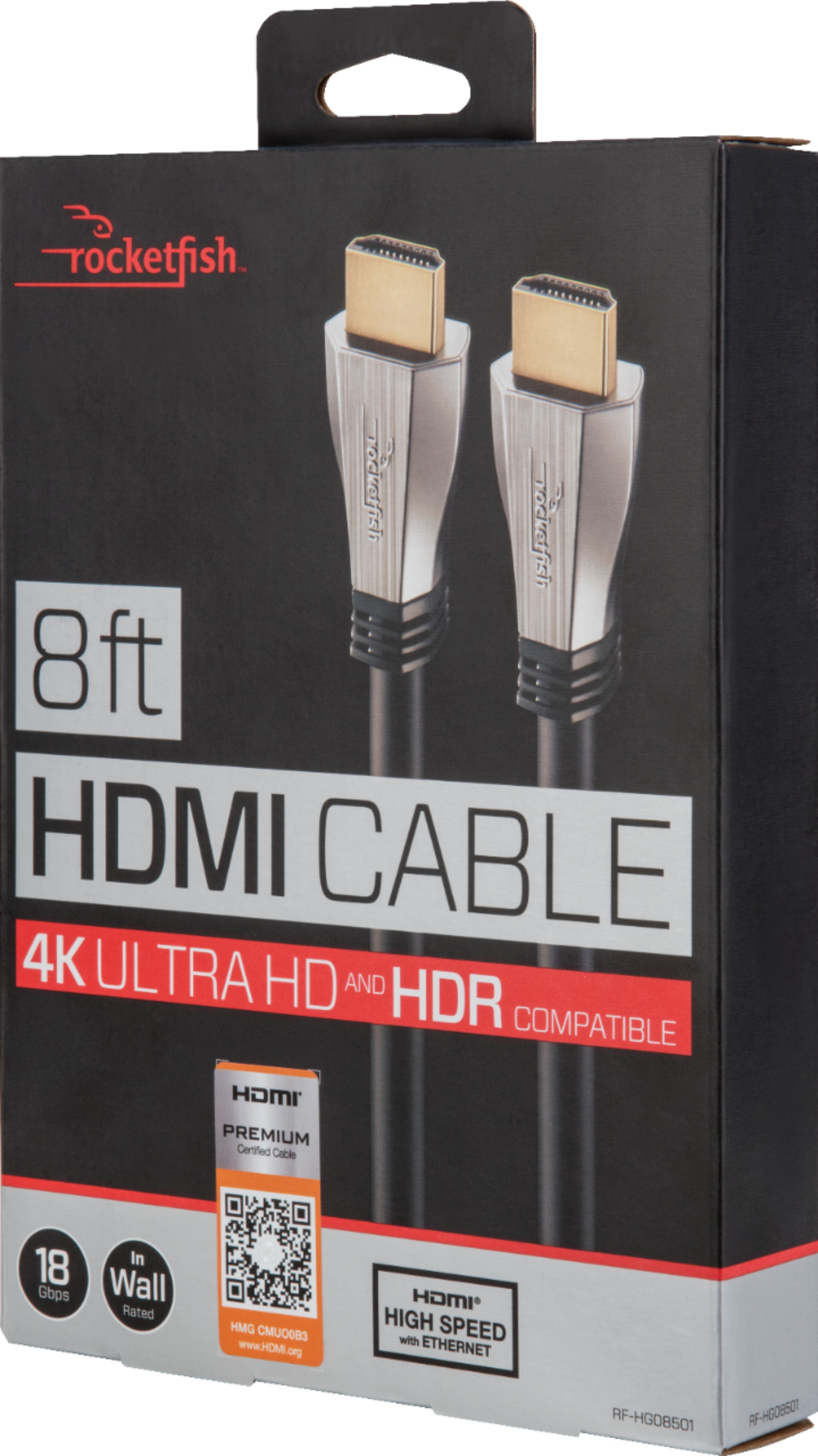 Rocketfish™ 4K UltraHD/HDR In-Wall Rated HDMI Cable Black RF-HG08501 -