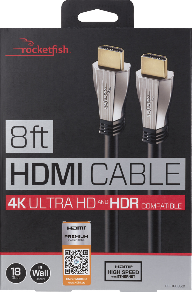 Pearstone HDA-810 8K Ultra-High Speed HDMI Cable with Ethernet (Black, 10')