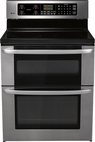  LG - 30&quot; Self-Cleaning Freestanding Double Oven Electric Range - Stainless-Steel