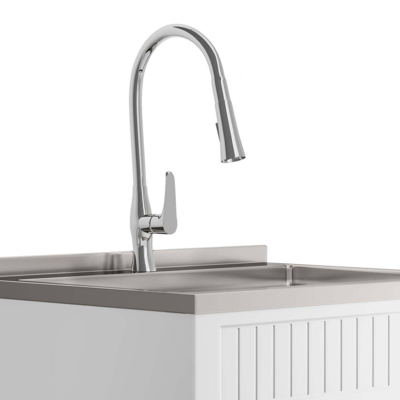 Alt View 4. Simpli Home - Beckham  All-in-One 28-inch Utility Sink & Cabinet - Pure White.