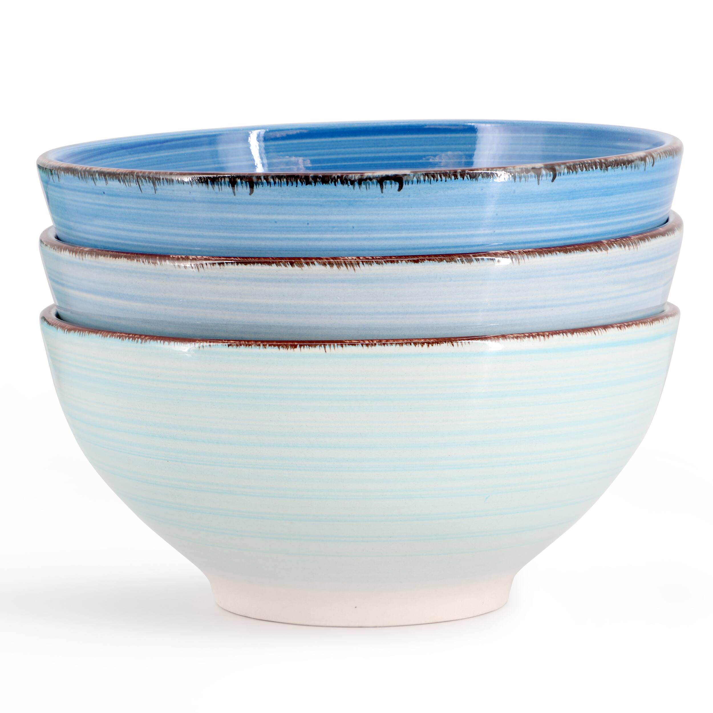 Angle. Elama - Elama Blue Ridge 6.25 Inch 6 Piece Round Stoneware Assorted Bowl Set - Multi.