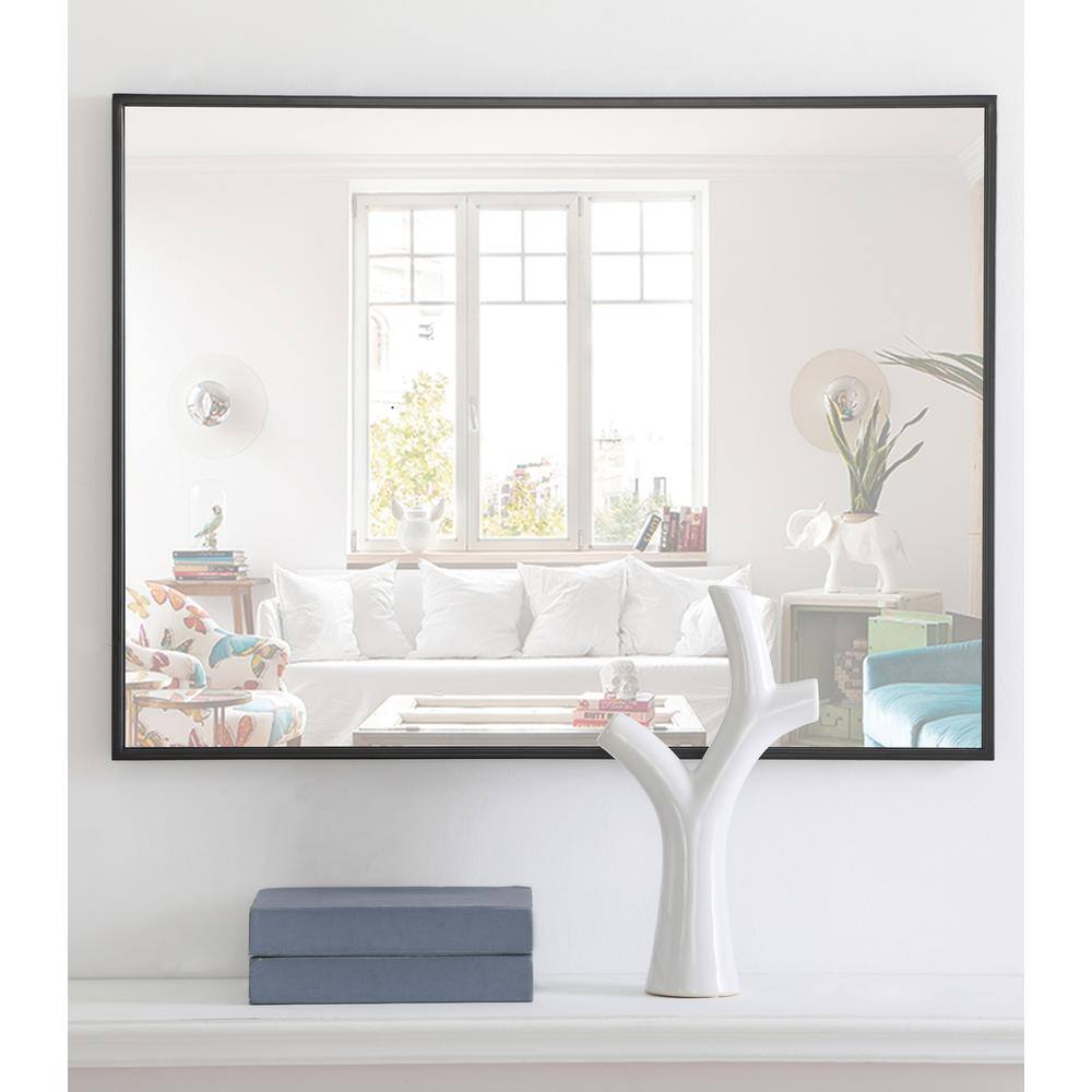 Alt View 3. Elegant Decor - Metal frame Rectangle Mirror 24 inch Black finish - Black.