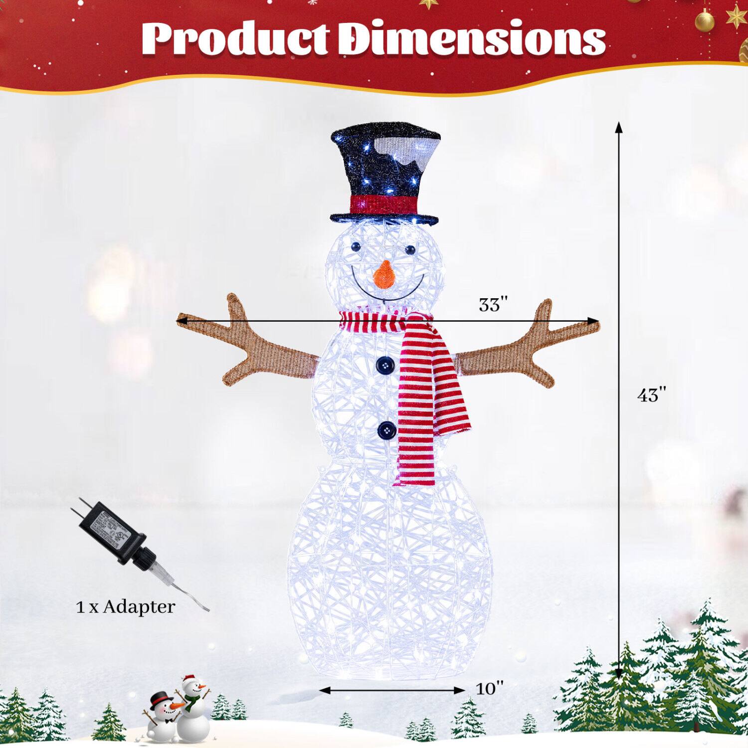 Product Dimensions  
33"  
43"  
1 x Adapter  
10"