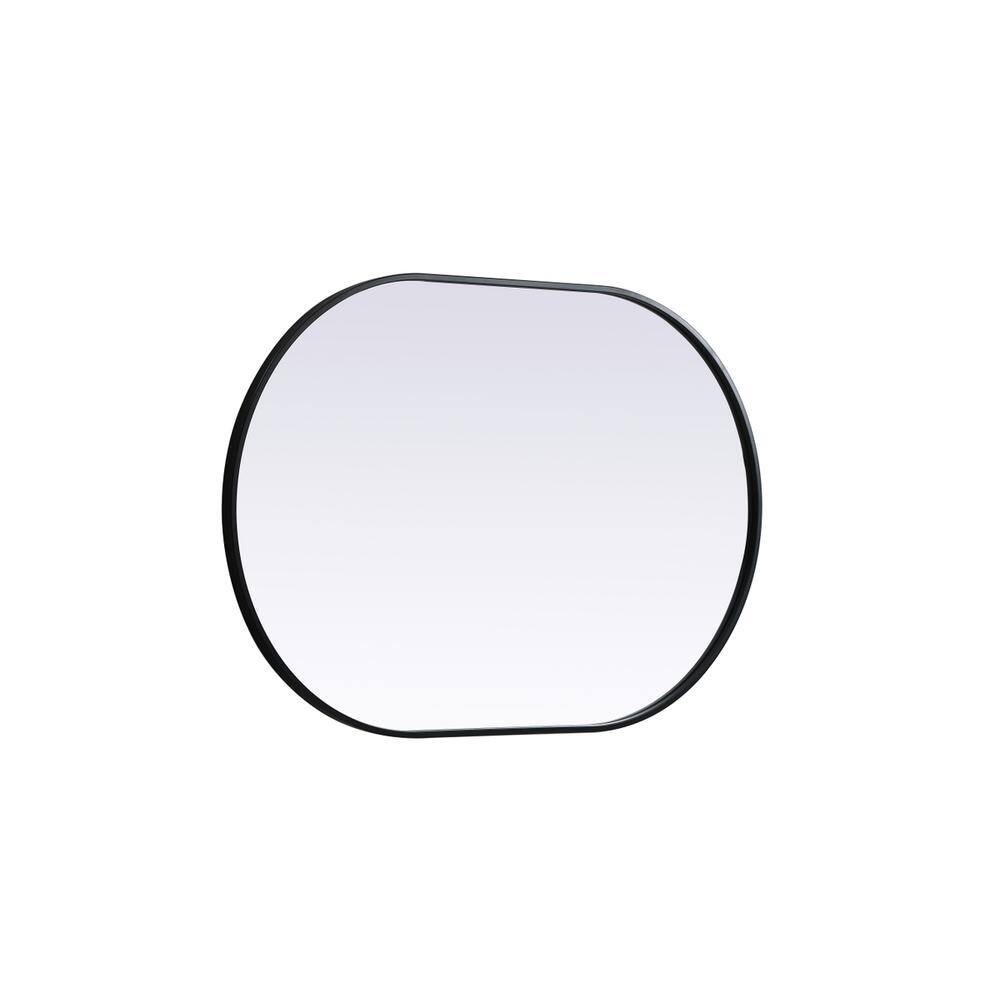 Left. Elegant Decor - Metal Frame Oval Mirror 27x40 Inch in Black - Black.