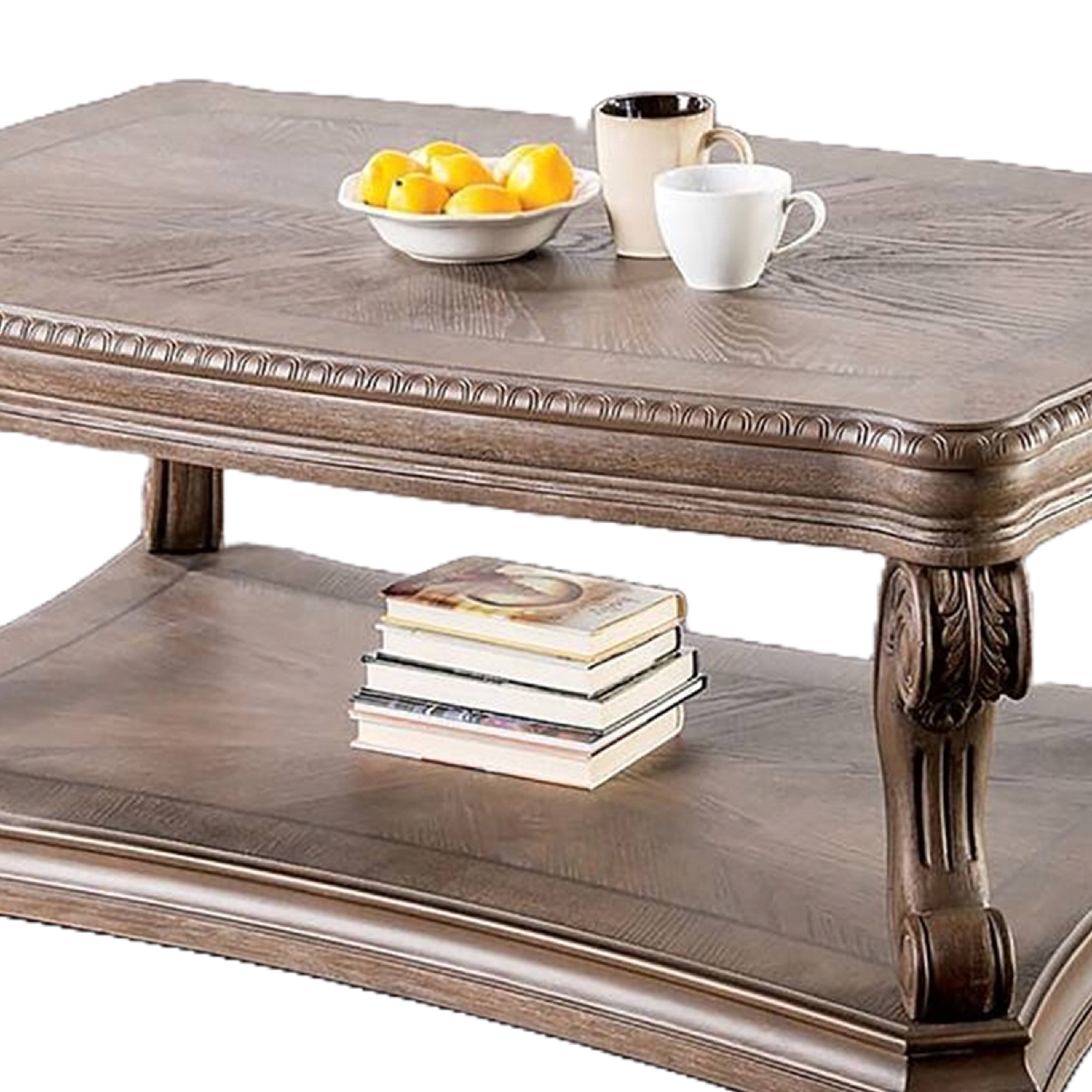 Alt View 1. Manhattan Lane - Olane Coffee Table, Weathered Oak Brown Wood, Rustic Farmhouse 52 Inch - Oak Brown.