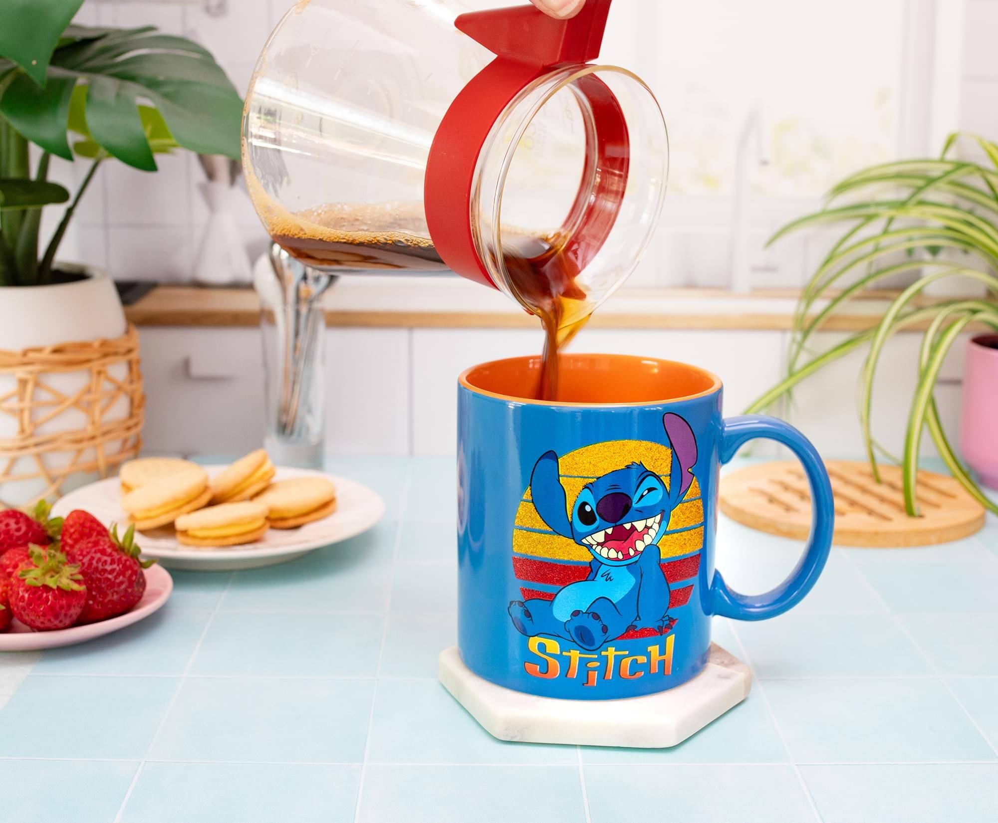 Alt View 3. Silver Buffalo - Disney Lilo & Stitch Sunset Ceramic Glitter Mug | Holds 20 Ounces - Blue.