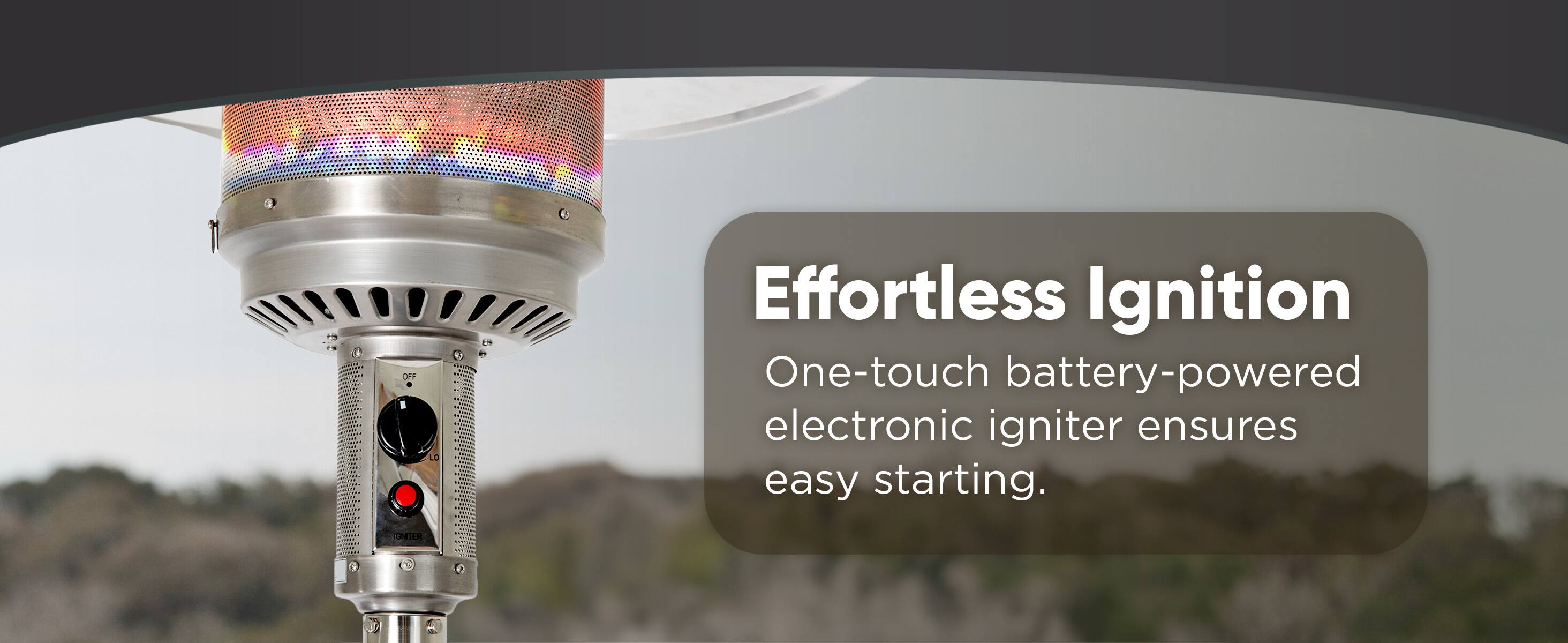 Effortless Ignition: One-touch battery-powered electronic igniter ensures easy starting.