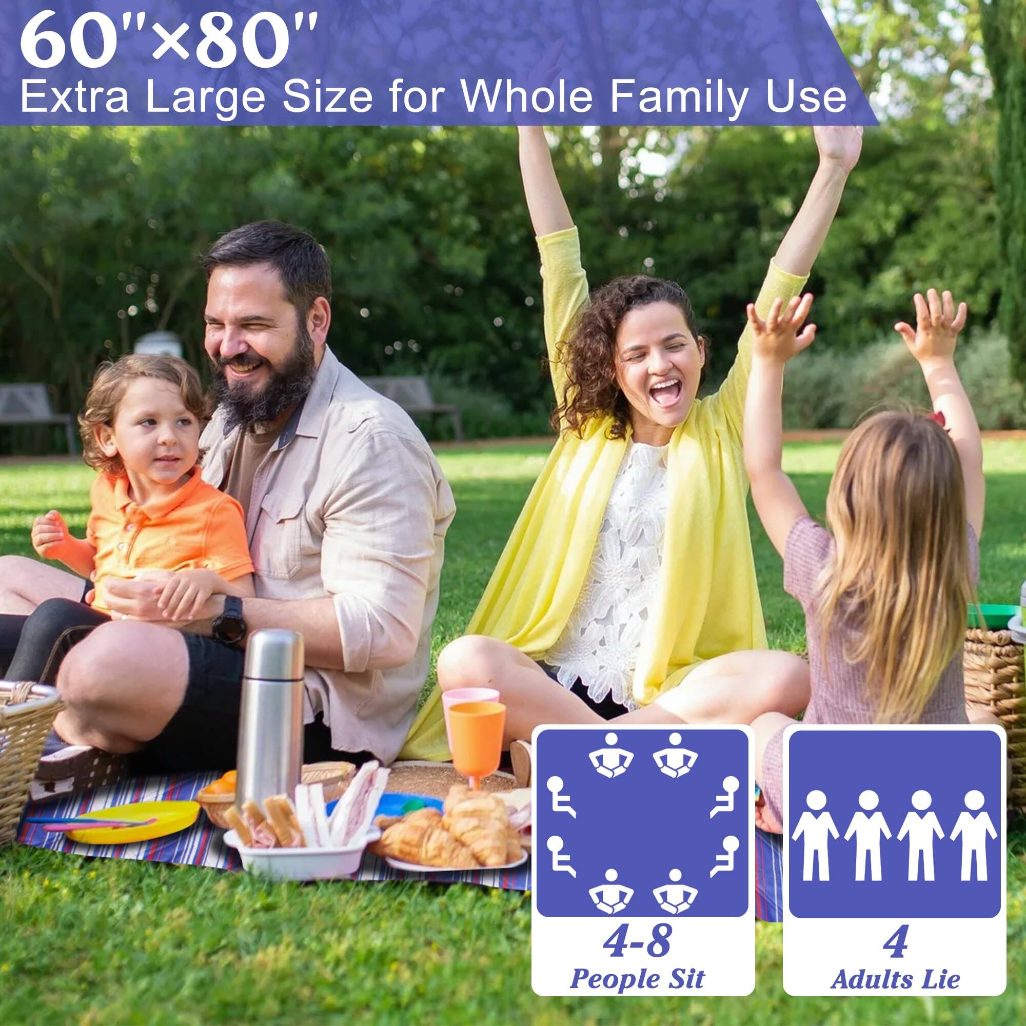 60"x80"  
Extra Large Size for Whole Family Use  

4-8 People Sit  
4 Adults Lie