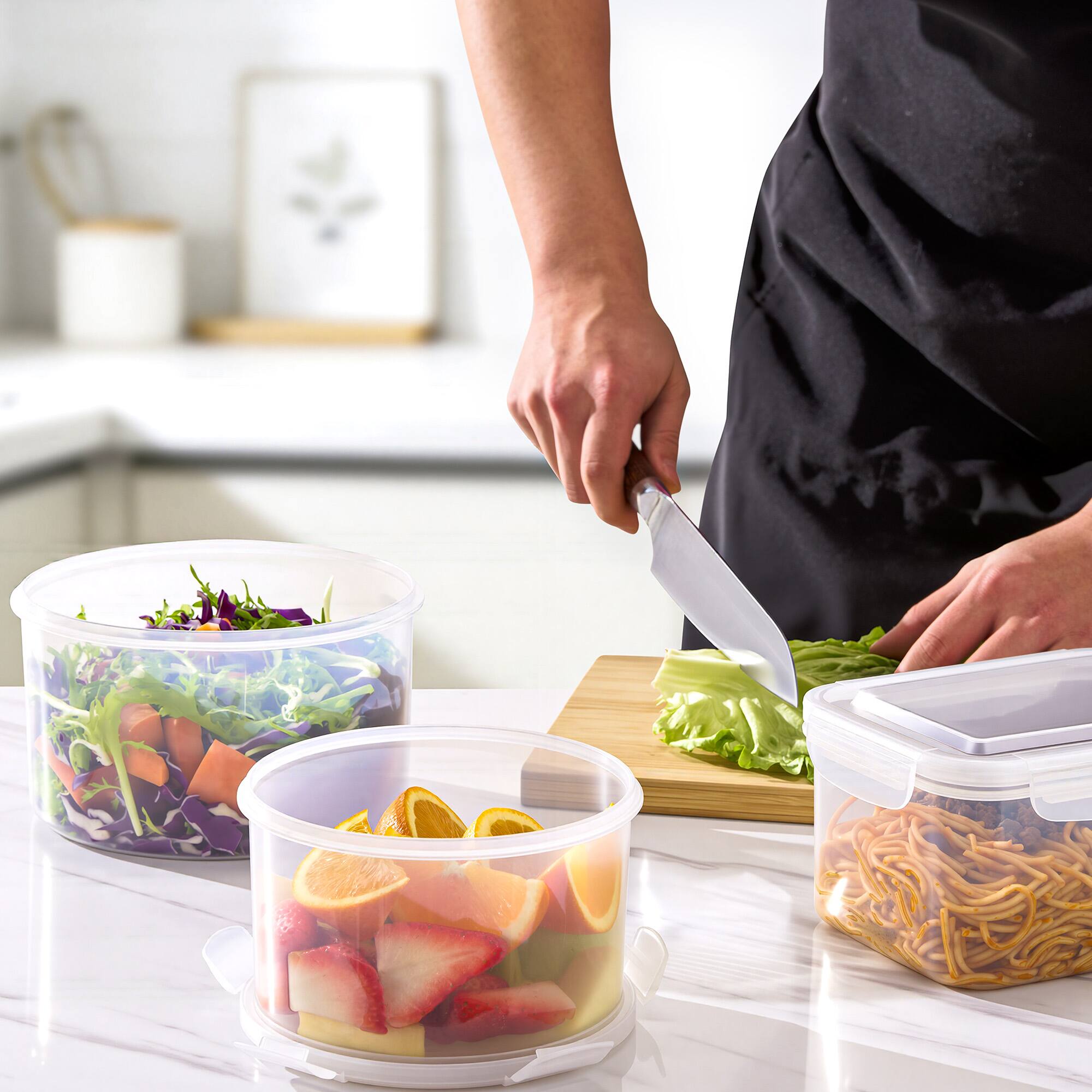 Alt View 4. Sorbus - Sorbus 6 Pack Nesting Plastic Food Storage Containers Stackable Meal Prep Bowls - Clear.