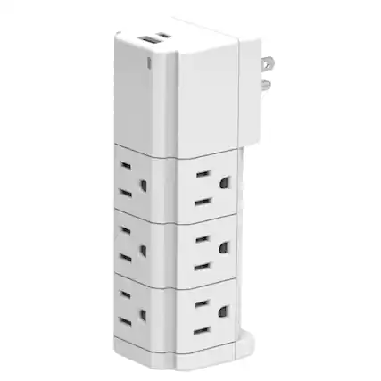 Front. Ciao Tech - 9-AC Swiveling Outlet, 2-USB Port, 540J Surge Protector Wall Tap, CPAT900-067 - White.