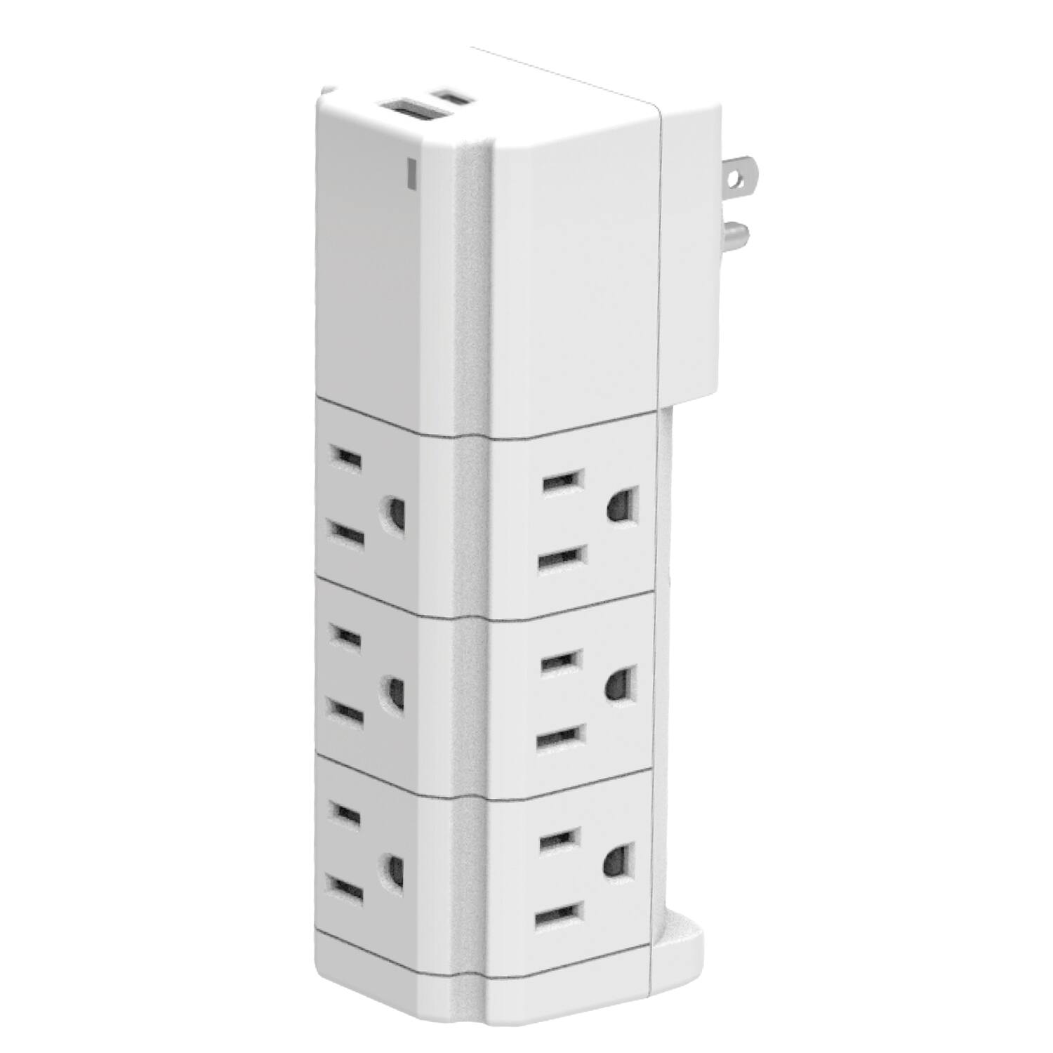 Front. Ciao Tech - 9-AC Swiveling Outlet, 2-USB Port, 540J Surge Protector Wall Tap, CPAT900-067 - White.
