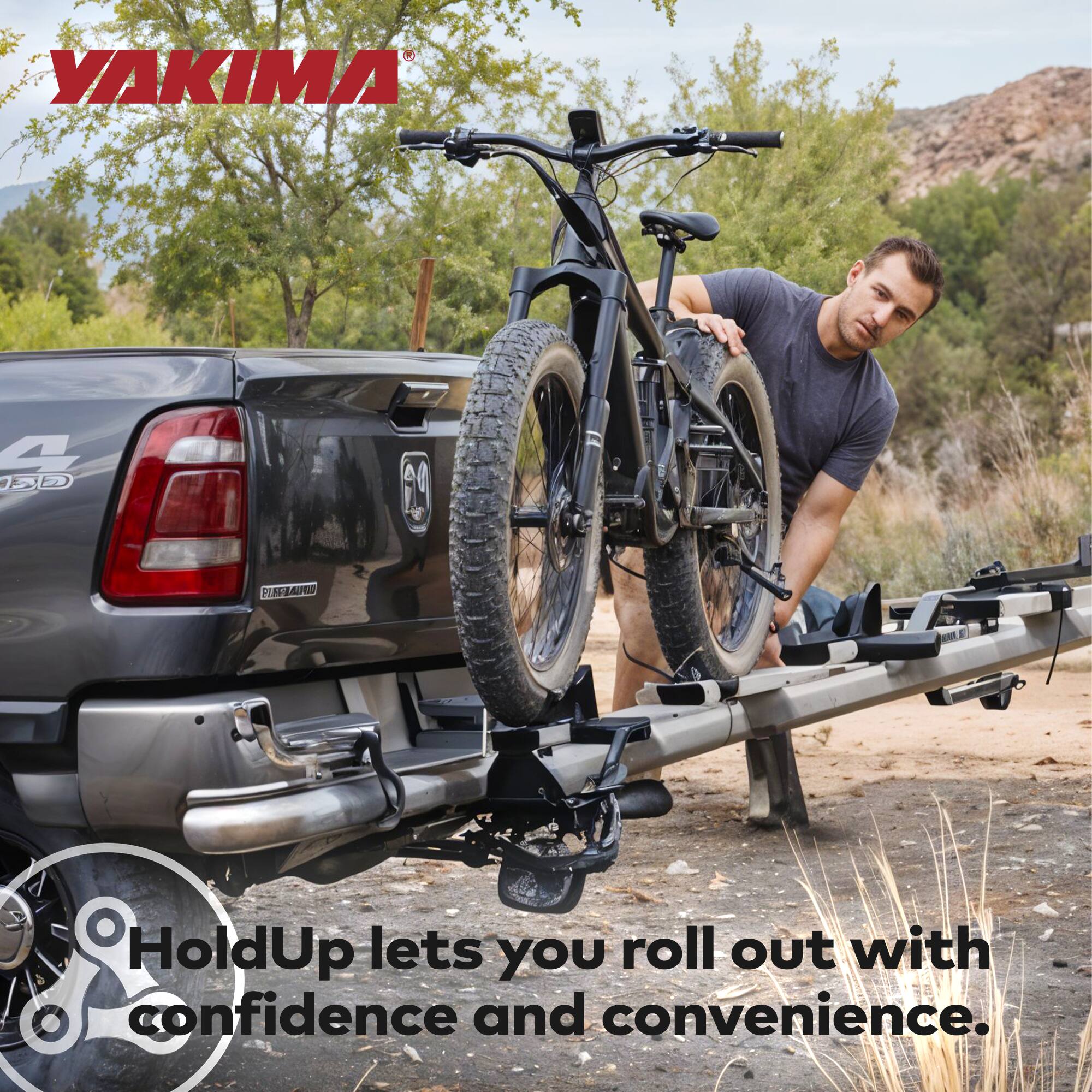 YAKIMA 4 150 TBEAAI HoldUp lets you roll out with confidence and convenience.