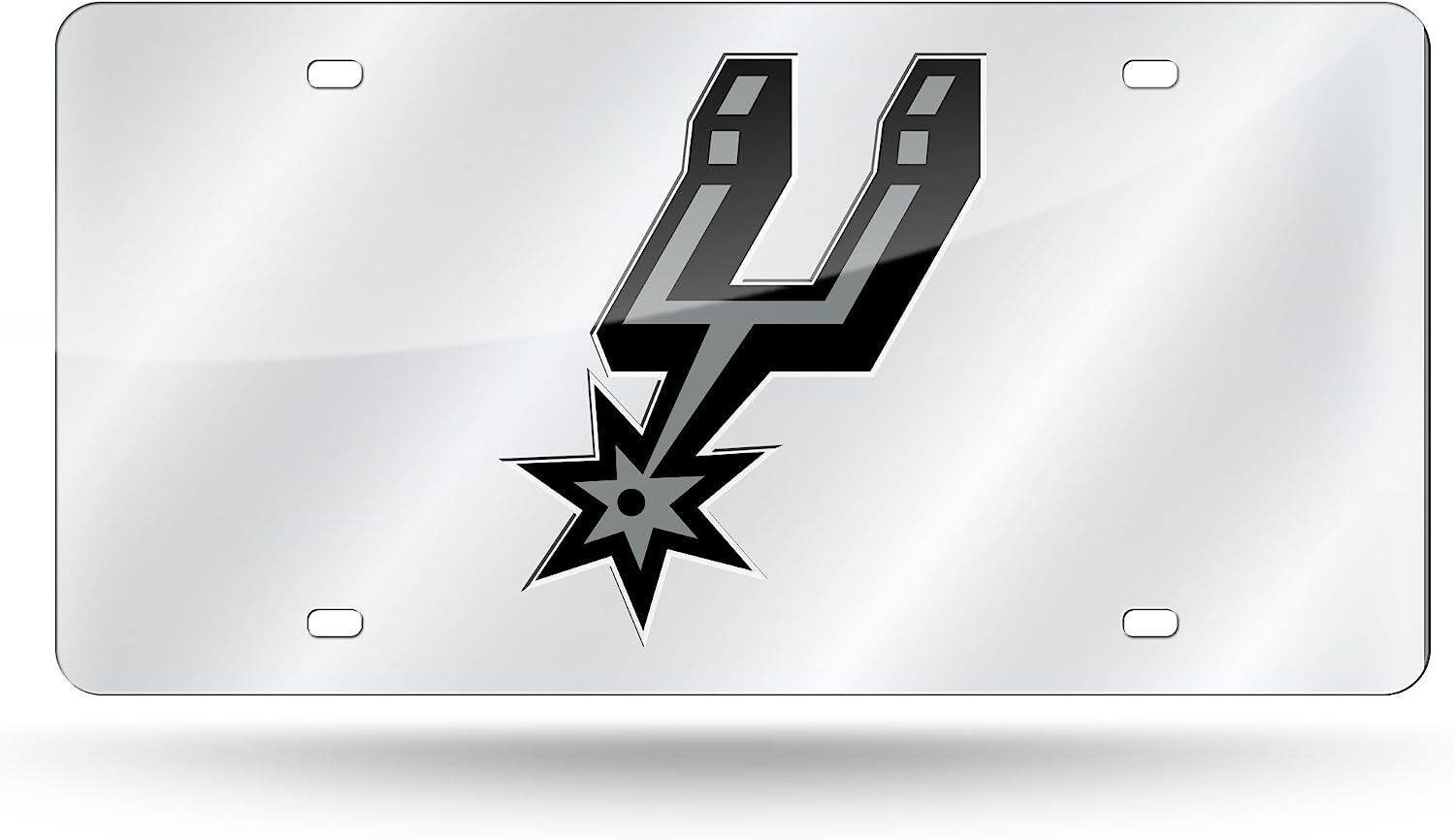 Front. Rico Industries - San Antonio Spurs Acrylic License Plate Laser Tag - Multi.