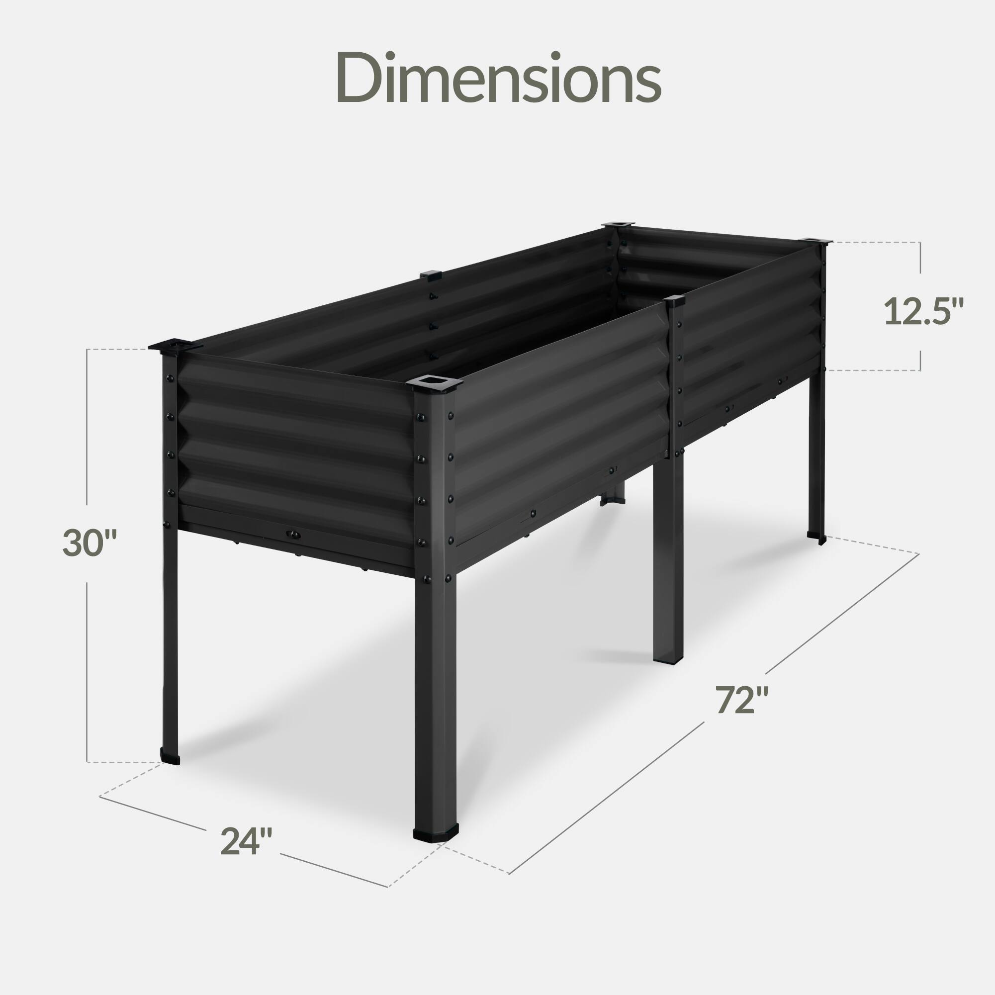 Dimensions: 12.5" x 30" x 72" x 24"